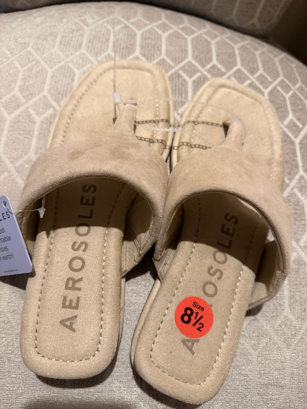 AEROSOLES Neutral Beige Suede Slide Mules